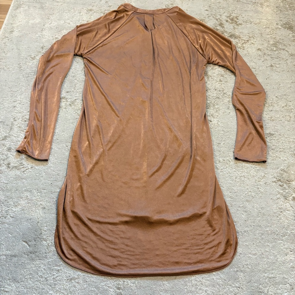 Wilfred Henley Long Sleeve Stretch Satin Mini Shirt Dress Size XXSmall - Picture 12 of 14